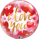 I LOVE YOU PAPER HEARTS BUBBLE | 22 INCH QUALATEX