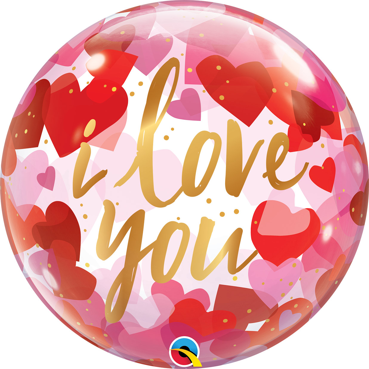 I LOVE YOU PAPER HEARTS BUBBLE | 22 INCH QUALATEX