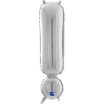 26" silver ! exclamation point foil balloon