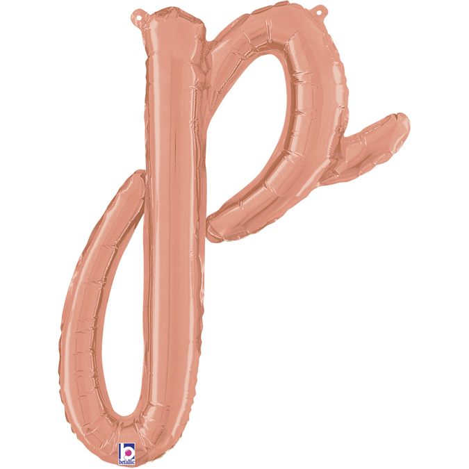 34716RG-Letter-P-Script-Rose-Gold 14 24 inch rose gold script letter P balloon