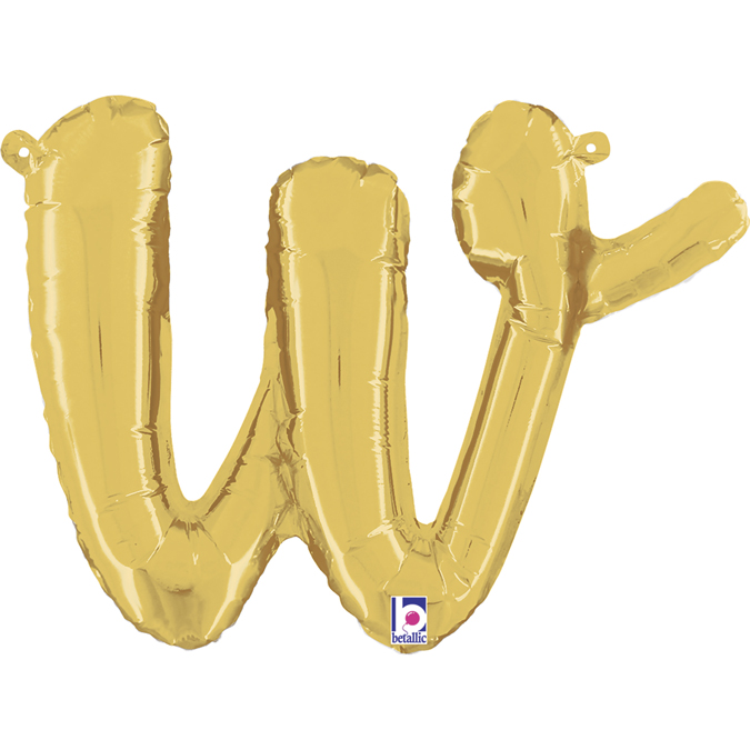 34723G-Letter-W-Script-Gold gold letter w script foil balloon