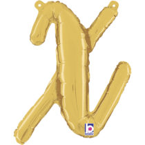 gold script letter x foil balloon