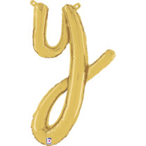 gold script letter y foil balloon