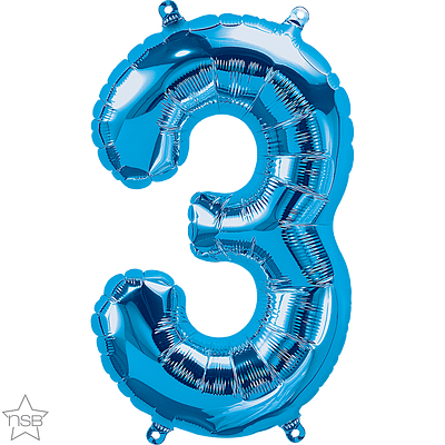 16 inch blue foil number 3 balloon