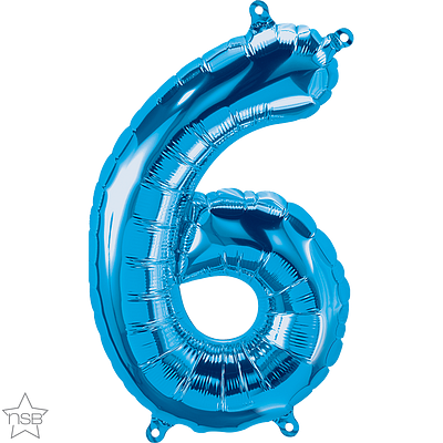 59032_59033B 16 inch blue air filled number 6 balloon