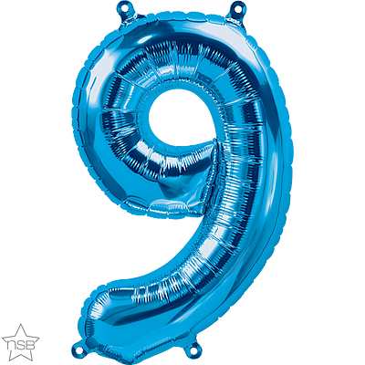 16 inch blue air rill number 9 balloon