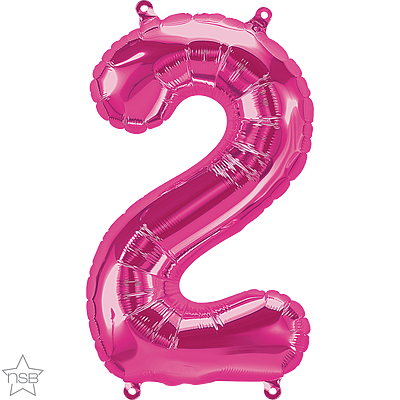 north star magenta 16 inch foil number two balloon