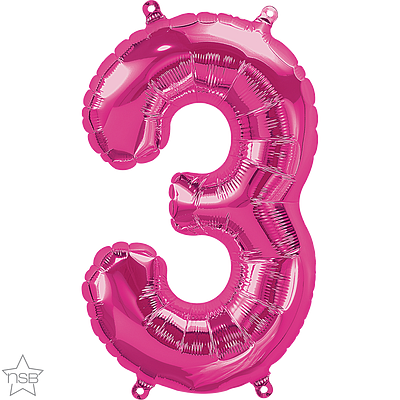 59066_59067B north star magenta 16 inch foil number three balloon