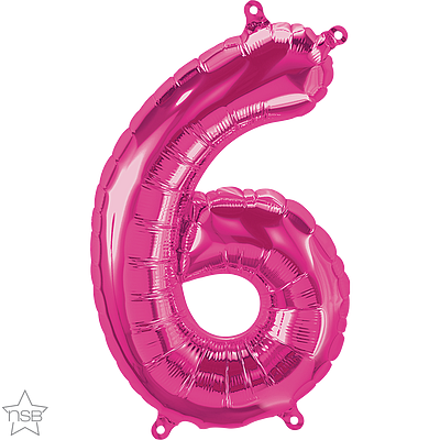59072_59073B north star magenta 16 inch foil number six balloon