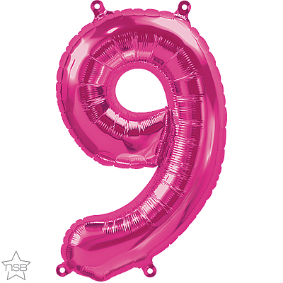 north star magenta 16 inch foil number nine balloon