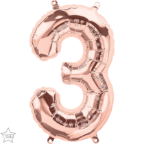 16 inch rose gold sir fill number 3 balloon