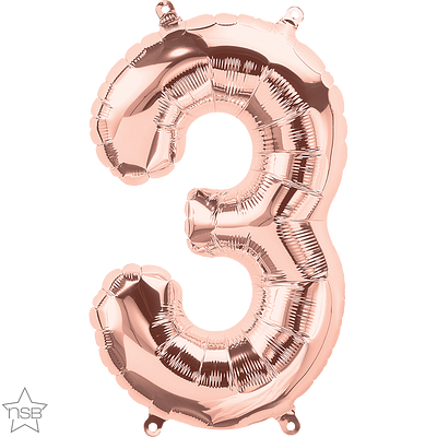 16 inch rose gold sir fill number 3 balloon