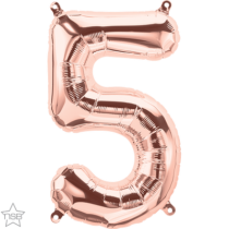 16 inch rose gold air fill number 5 balloon