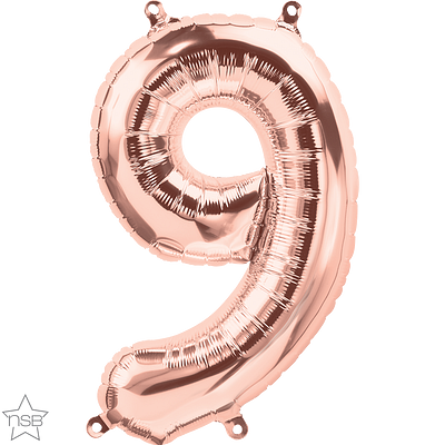 16 inch rose gold number 9 air fill balloon