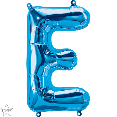59389_59390B 16 inch blue foil letter E sir filled balloon