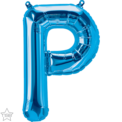 59411_59412B 16 inch blue foil letter p air fill balloon