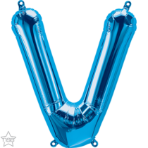 26 inch blue air filled letter V balloon