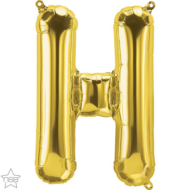 59509_59510B north star gold 16 inch foil letter H balloon