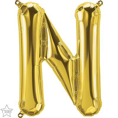 59521_59522B north star gold 16 inch foil letter N balloon