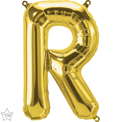 north star gold 16 inch foil letter R balloon