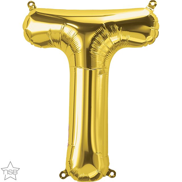 north star gold 16 inch foil letter T balloon