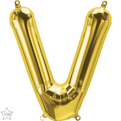 north star gold 16 inch foil letter V balloon