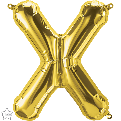 59541_59542B north star gold 16 inch foil letter X balloon