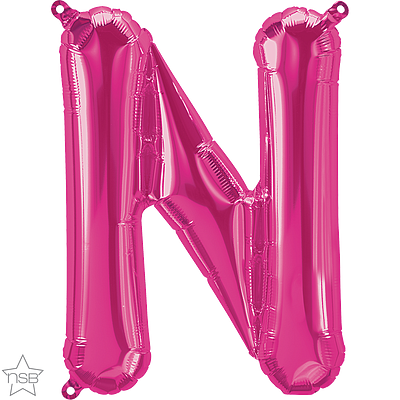 59573_59574B 16 inch magenta letter N air fill balloon