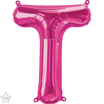 16 inch magenta letter T air fill balloon