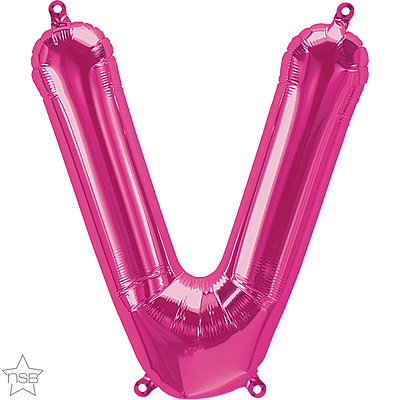 59589_59590B 16 inch magenta letter V air fill balloon
