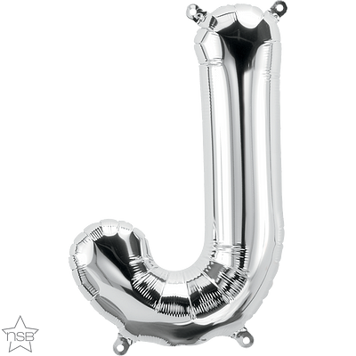 silver 16" letter J balloon