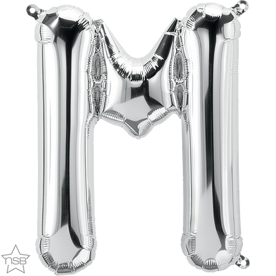silver 16" letter M balloon