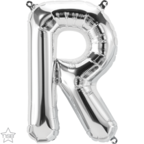 silver 16" letter R balloon