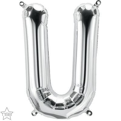 59691_59692B silver 16" letter U balloon