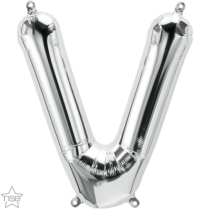 silver 16" letter V balloon