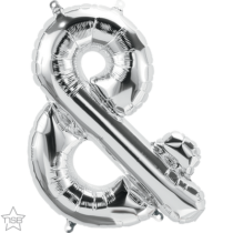 silver 16" ampersand symbol balloon