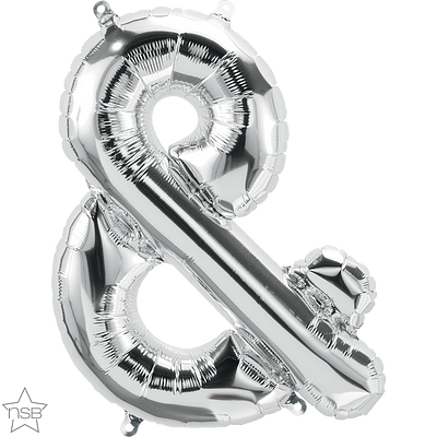 59763_59764B silver 16" ampersand symbol balloon