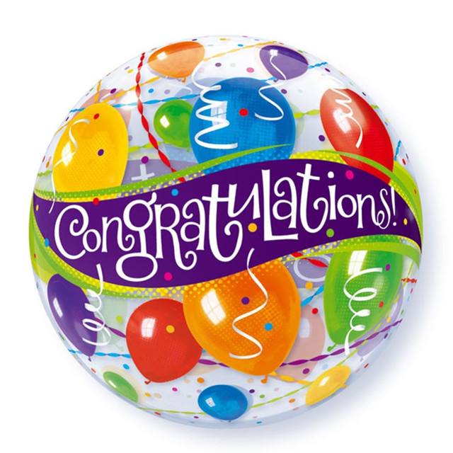 702253_O__90289 CONGRATULATIONS AROUND BUBBLE | 22 INCH QUALATEX