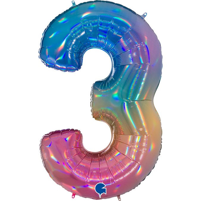 813RH-Number-3-Colourful-Rainbow rainbow number three balloon