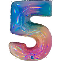 rainbow number five balloon