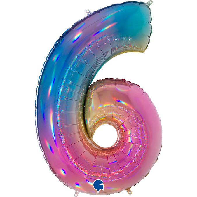 816RH-Number-6-Colourful-Rainbow rainbow number six balloon
