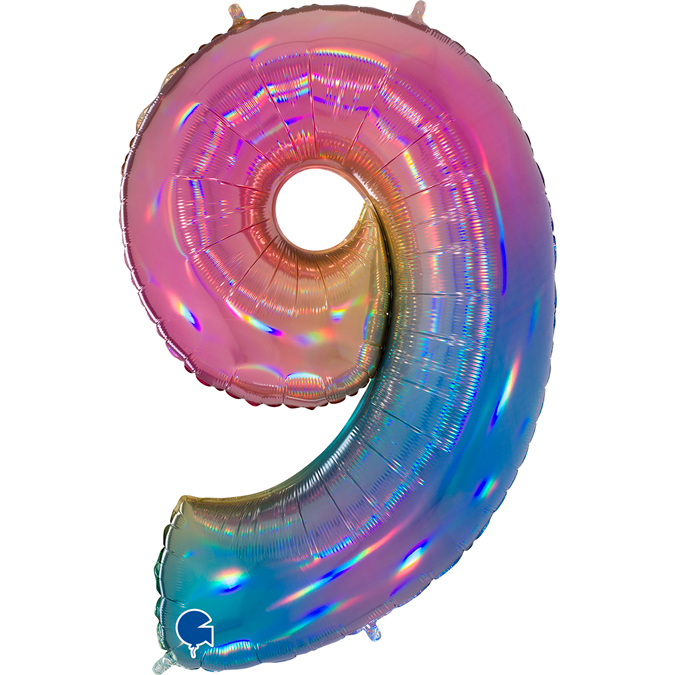 819RH-Number-9-Colourful-Rainbow rainbow number nine balloon