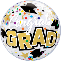 CONGRATS GRAD STARS & DOTS BUBBLE | 22 INCH QUALATEX