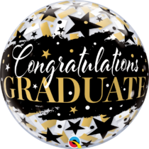 GRADUATE BLACK STARS BUBBLE | 22 INCH QUALATEX