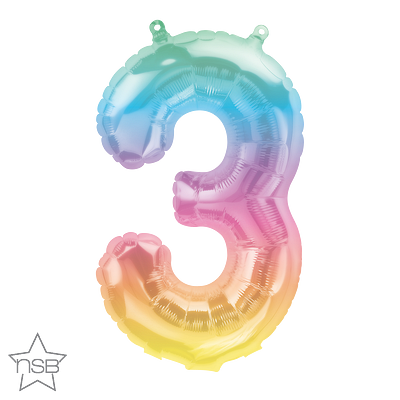 86258_86370B north star jelli ombre 16 inch foil number three balloon