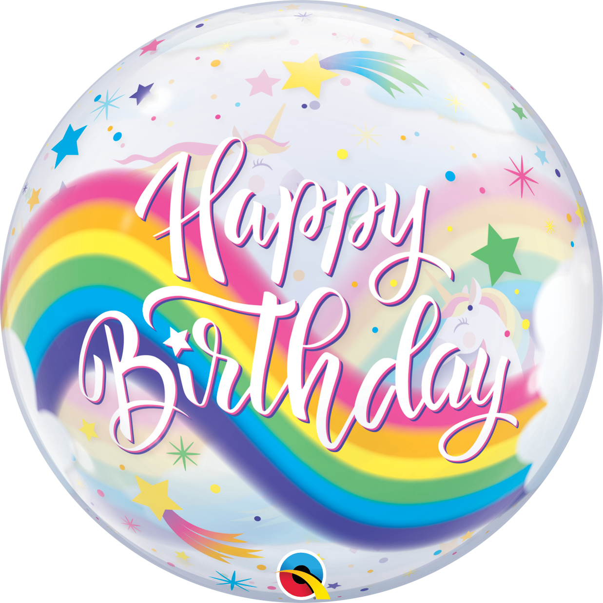 BIRTHDAY RAINBOW UNICORNS BUBBLE | 22 INCH QUALATEX