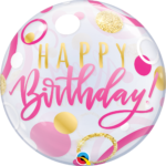 BIRTHDAY PINK & GOLD DOTS BUBBLE | 22 INCH QUALATEX