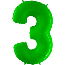 fluo lime green neon number three 3 balloon