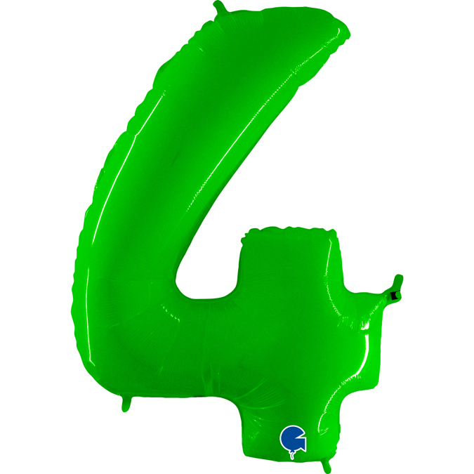 904WHL-Number-4-HLime-Fluo fluo lime green neon number 4 four balloon