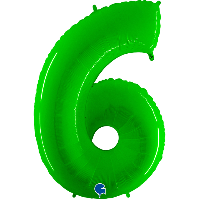 fluo lime green neon number 6 six balloon
